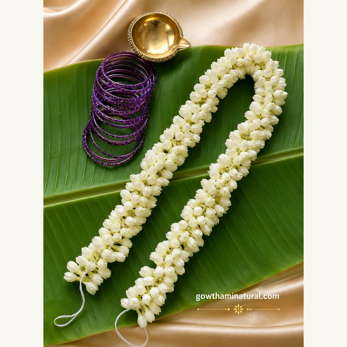 White Artificial Malli Poo Garland Combo by Gowthami Natural