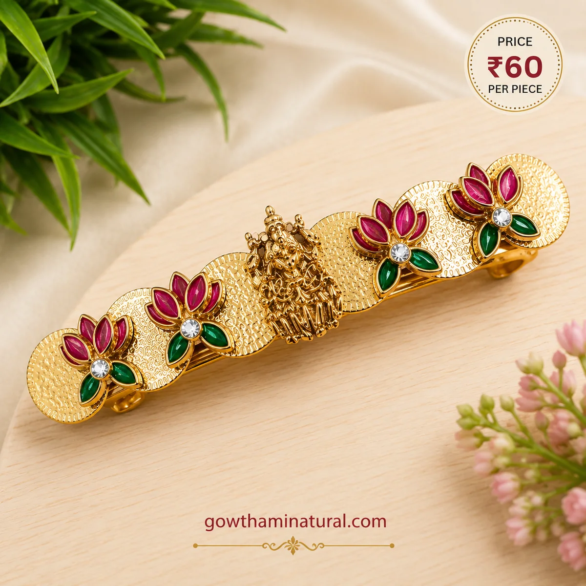 Lotus Floral Designer Hair Clip by Gowthami Natural