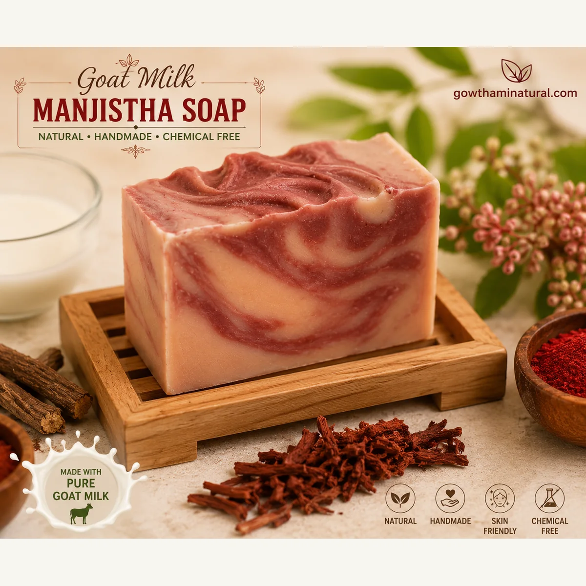 Goat Milk Manjistha Soap by Gowthami Natural